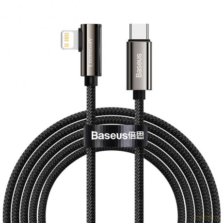 Baseus Legendary kątowy nylonowy kabel przewód USB Typ C - Lightning dla graczy 20W Power Delivery 2m czarny (CATLCS-A01)