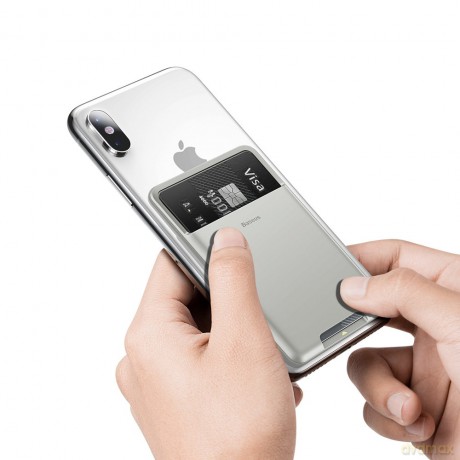 Baseus samoprzylepne etui na kartę karty dokumenty do telefonu Light gray  (ACKD-B0G)