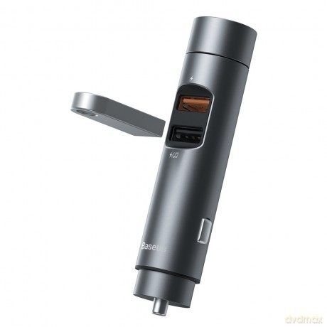 Baseus Transmiter FM Bluetooth 5.0 ładowarka samochodowa 2x USB 3 A 18 W PPS Quick Charge 3.0 AFC FCP szary (CCNLZ-C0G)