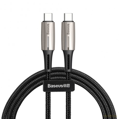 Baseus Water Drop wytrzymały nylonowy kabel przewód USB-C PD2.0 60W 20V 3A QC3.0 1M czarny (CATSD-J01)