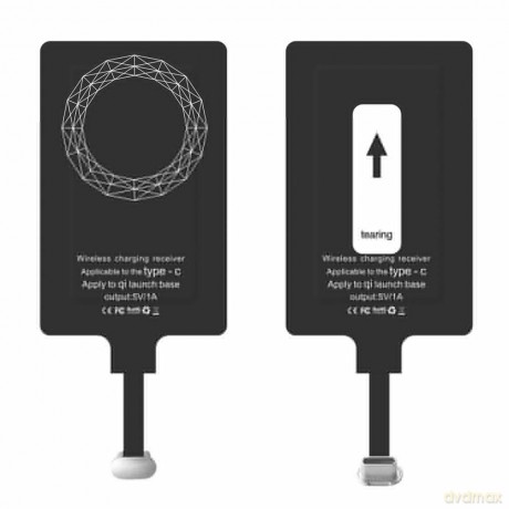 Choetech adapter do bezprzewodowego ładowania Qi USB Typ C wkładka indukcyjna czarny (WP-TYPEC)