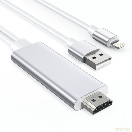 Choetech kabel wideo USB przejściówka z Lightning do HDMI do telewizora monitora 1,8 m biały (LH0020)