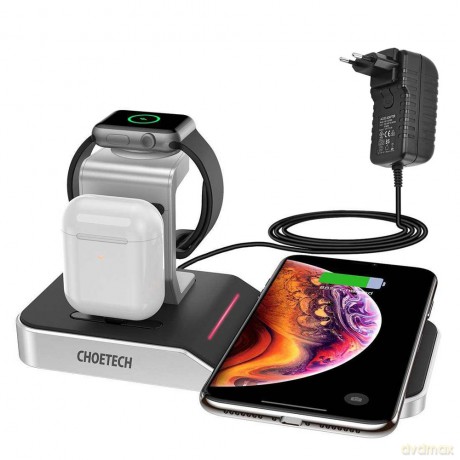 Choetech ładowarka MFi bezprzewodowa Qi stacja ładująca do telefonu, Apple Watch, AirPods 10W czarny (T316)
