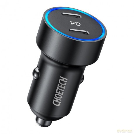 Choetech ładowarka samochodowa 2x USB Typ C Power Delivery 3.0 QuickCharge 3.0 AFC 36W 2,4A czarny (C0054)
