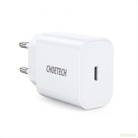 Choetech ładowarka sieciowa zasilacz EU do szybkiego ładowania USB Typ C Power Delivery 20W 3A biały (PD5005-EU)
