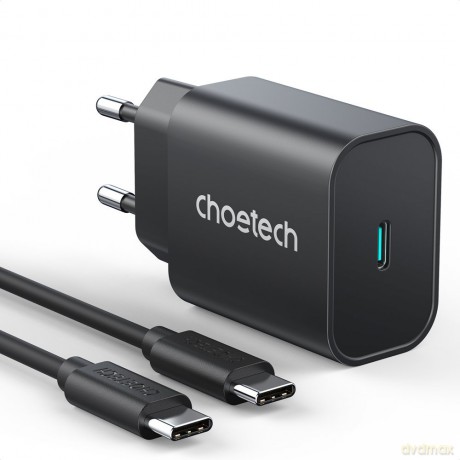 Choetech szybka ładowarka sieciowa PPS Power Delivery 25W 3A + kabel USB Typ C 2m czarny (PD6003)