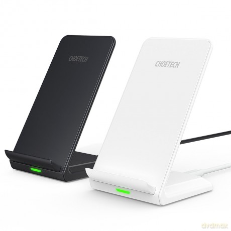 Choetech zestaw 2 x ładowarka bezprzewodowa Qi stojak podstawka 10W czarny biały (T524-S)