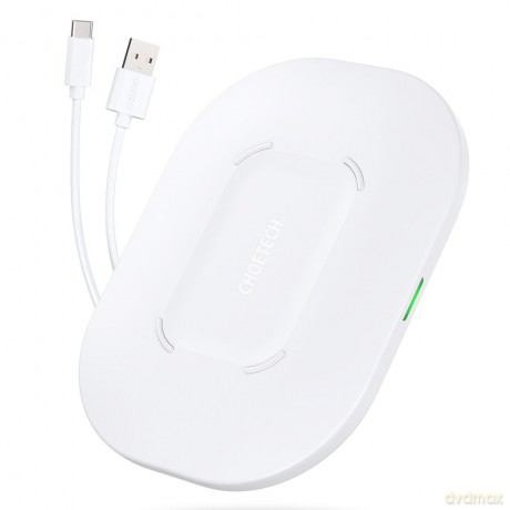 Choetech zestaw bezprzewodowa szybka ładowarka 15W dioda LED biały (T550-F) + ładowarka sieciowa USB 18W Power Delivery biały (Q5003-EU) + kabel zasilający (AC)