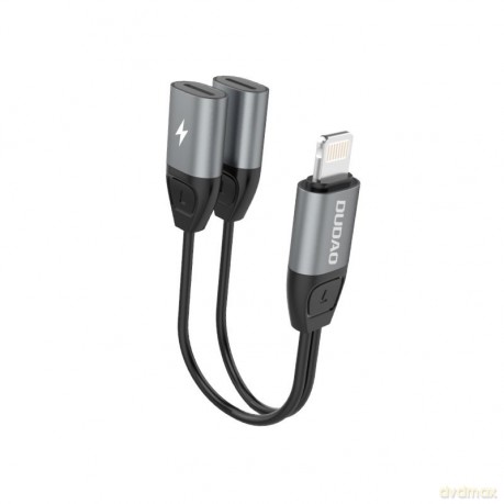Dudao adapter słuchawkowy przejściówka ze złącza Lightning na 2x Lightning do muzyki i ładowania szary (L17i gray)