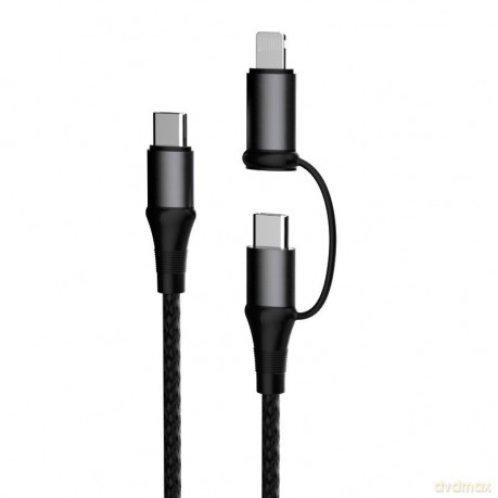 Dudao kabel przewód 2w1 USB Typ C PD - USB Typ C Power Delivery (60 W) + Lightning (18 W) 1 m szary (L20 gray)