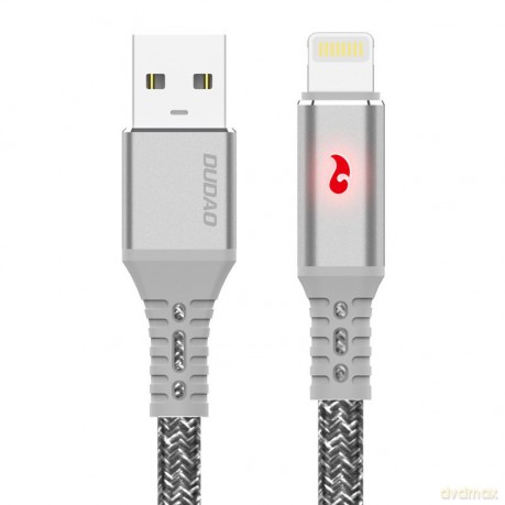 Dudao kabel przewód USB - Lightning 1 m 3 A z diodą LED szary (L7xL Lightning)