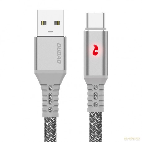 Dudao kabel przewód USB - USB Typ C 1 m 3 A z diodą LED szary (L7xT Type C)