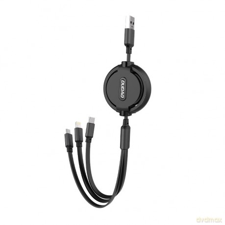 Dudao L8H kabel 3w1 z możliwością przedłużenia 1.1m czarny (L8H-black)