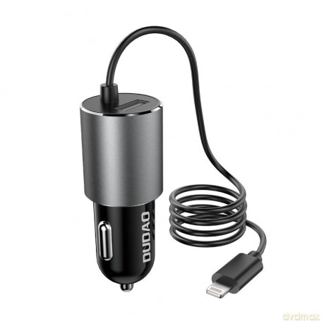 Dudao ładowarka samochodowa USB z wbudowanym kablem Lightning 3,4 A czarny (R5Pro L)