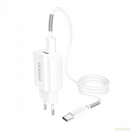 Dudao ładowarka sieciowa EU 2x USB 5V/2.4A + kabel USB Typ C biały (A2EU + Type-c white)