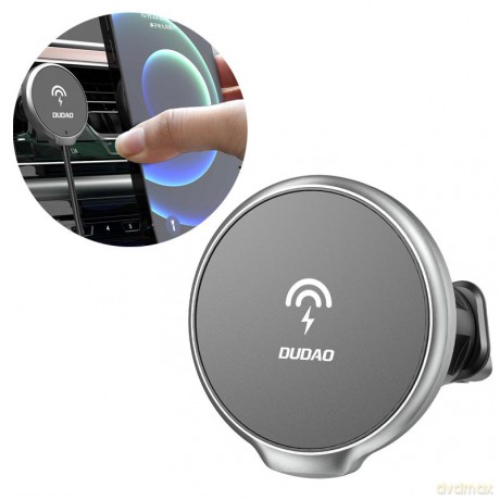 Dudao samochodowa ładowarka bezprzewodowa Qi 15W do iPhone (seria 12 i nowsze) kompatybilna z MagSafe magnetyczny uchwyt na kratkę wentylacji czarny (F13XS black)