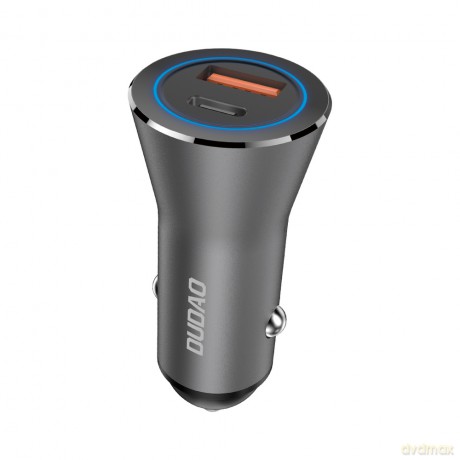 Dudao szybka ładowarka samochodowa USB Typ C (PD) + USB QC5.0 45W szara (R4MAX Grey)