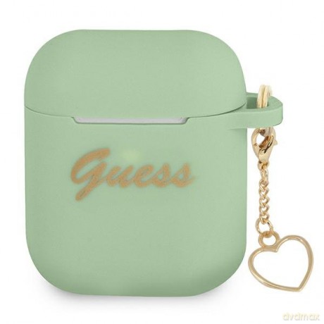 Guess GUA2LSCHSN AirPods cover zielony/green Silicone Charm Heart Collection