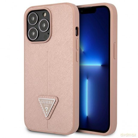 Guess GUHCP13XPSATLP iPhone 13 Pro Max 6,7" różowy/pink hardcase SaffianoTriangle Logo