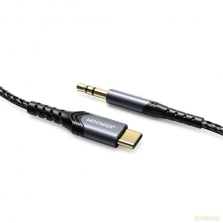 Joyroom kabel audio stereo AUX 3,5 mm mini jack - USB Typ C do telefonu tabletu 2 m czarny (SY-A03)