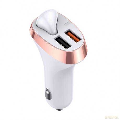 Joyroom ładowarka samochodowa 2x USB + słuchawka Bluetooth 5.0 30W 2.1 A Quick Charge 3.0 biały (JR-CP2)