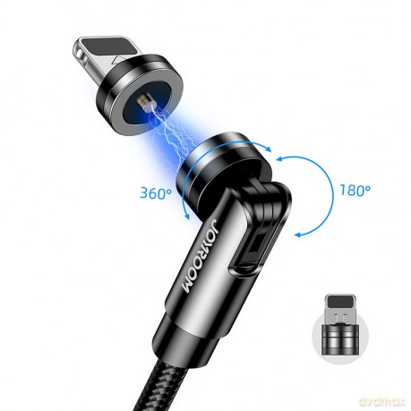 Joyroom magnetyczny kabel przewód USB - Lightning do ładowania 2,4A 1,2m czarny (S-1224X2 L black)
