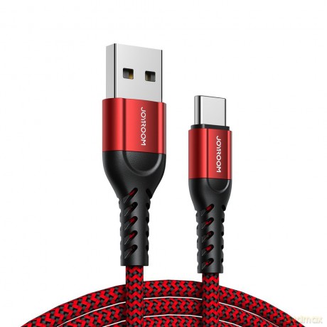 Joyroom N10 King Kong series zestaw 3 x nylonowy kabel przewód USB - Typ C (0.25m + 1.2m + 2m) 3A czerwone