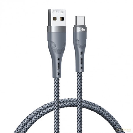 Remax kabel USB - USB Typ C do ładowania i transmisji danych 2,4A 1m srebrny (RC-C006)