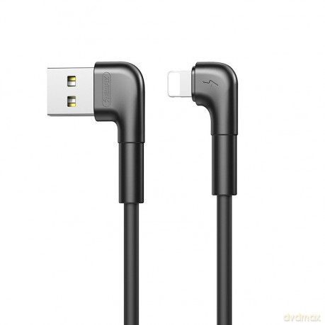 Remax kątowy kabel przewód USB - Lightning 2,1 A 1 m czarny (RC-014i black)