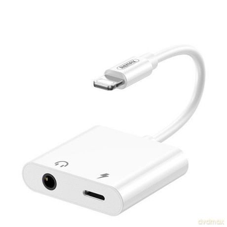 Remax Remine Series adapter przejściówka Lightning - mini jack 3,5mm + Lightning biały (RL-LA12)