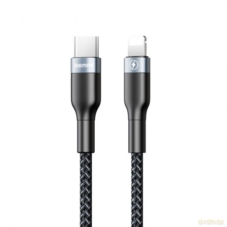 Remax Sury 2 Series nylonowy kabel przewód USB Typ C - Lightning 18 W Power Delivery 1 m czarny (RC-009 black)
