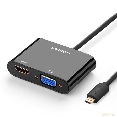 Ugreen adapter przejściówka wideo micro HDMI - HDMI + VGA 30cm czarny (MM115)
