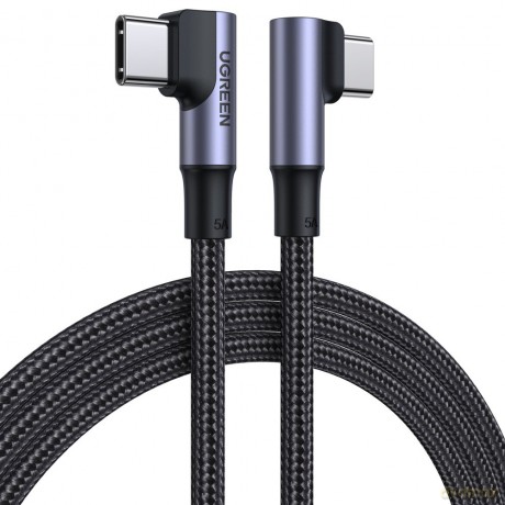 Ugreen kątowy kabel USB Typ C - USB Typ C Quick Charge Power Delivery 100 W 5 A 2 m czarny (US335 70698)