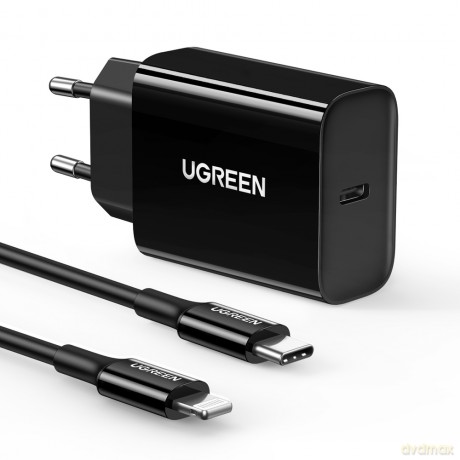 Ugreen ładowarka sieciowa USB Typ C 20W Power Delivery + kabel MFI USB Typ C - Lightning czarny (50799)