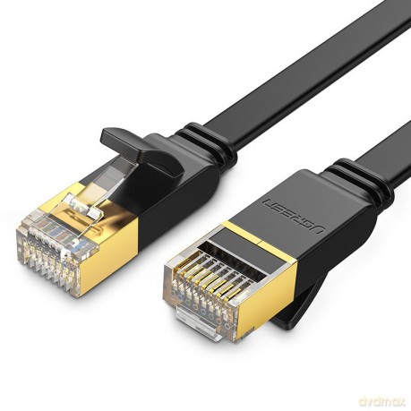 Ugreen płaski kabel przewód internetowy sieciowy Ethernet patchcord RJ45 Cat 7 STP LAN 10 Gbps 5 m czarny (NW106 11263)