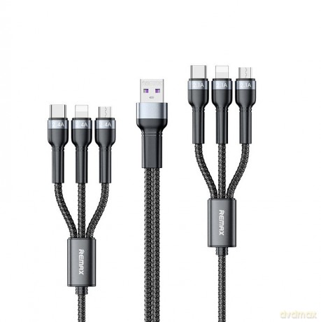 Wielofunkcyjny kabel 6 w 1 Remax Jany Series ze złączami USB, 2 x micro USB, 2 x USB Typ C, 2 x Lightning o długości 2 m czarny (RC-124)