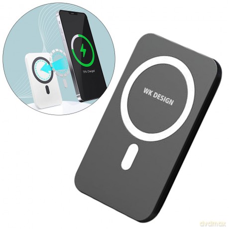 WK Design magnetyczny bezprzewodowy power bank 5000 mAh (kompatybilny z MagSafe) czarny (WP-215 black)
