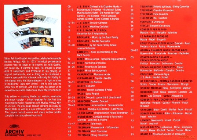 Reinhard Goebel: Reinchard Goeleb: Complete Recordings On Archv [75CD]