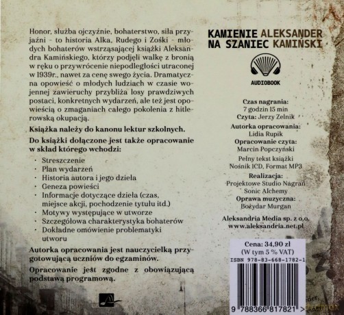 Kamienie na szaniec. Lektura z opracowaniem - Kamiński Aleksander, Rupik Lidia [AUDIOBOOK]
