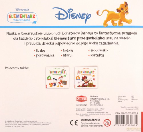 Disney uczy classic Elementarz przedszkolaka 4 lat UEP-9305 [KSIĄŻKA]