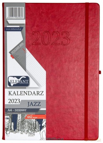 Kalendarz 2023 A4 Jazz dzienny czerwony [KALENDARZ]
