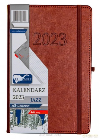 Kalendarz 2023 A5 Jazz dzienny brązowy [KALENDARZ]