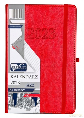 Kalendarz 2023 A5 Jazz dzienny czerwony [KALENDARZ]