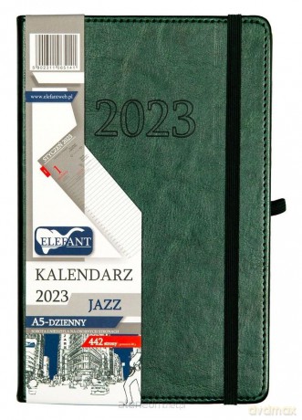 Kalendarz 2023 A5 Jazz dzienny zielony [KALENDARZ]