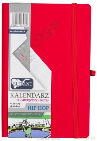 Kalendarz 2023 A5 tygodniowy Hip hop czerwony [KALENDARZ]