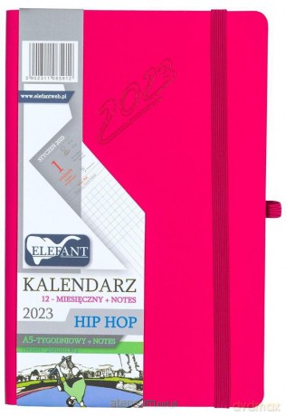 Kalendarz 2023 A5 tygodniowy Hip hop różowy [KALENDARZ]