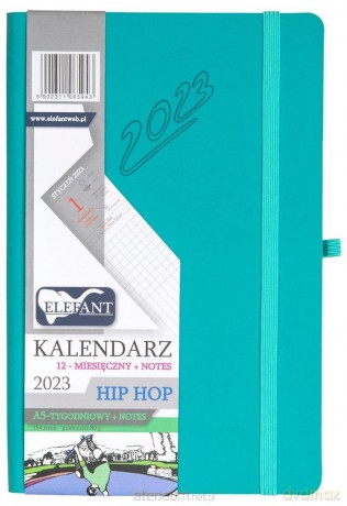 Kalendarz 2023 A5 tygodniowy Hip hop turkusowy [KALENDARZ]