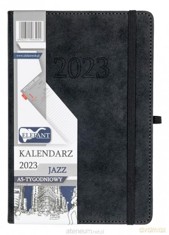 Kalendarz 2023 A5 tygodniowy Jazz grafitowy [KALENDARZ]