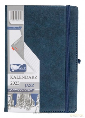 Kalendarz 2023 A5 tygodniowy Jazz granatowy [KALENDARZ]