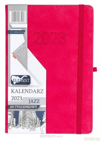 Kalendarz 2023 A5 tygodniowy Jazz różowy [KALENDARZ]